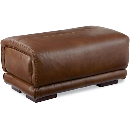 Casual Leather Ottoman with Curved Padded Cushion